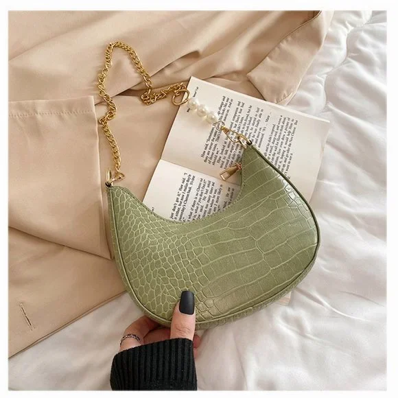 Crocodile retro armpit bag, ins chain, cross-body bag, Crescent bag - Picture 2 of 2